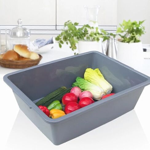 صندوق أحواض الحافلات التجارية سعة 10 لتر، 5 عبوات من أحواض الأطباق البلاستيكية شديدة التحمل، حوض غسيل حوض غسيل الأطباق لتنظيم المطبخ/التخزين (رمادي) in Kuwait
