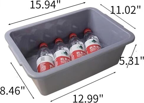 صندوق أحواض الحافلات التجارية سعة 10 لتر، 5 عبوات من أحواض الأطباق البلاستيكية شديدة التحمل، حوض غسيل حوض غسيل الأطباق لتنظيم المطبخ/التخزين (رمادي) in Kuwait