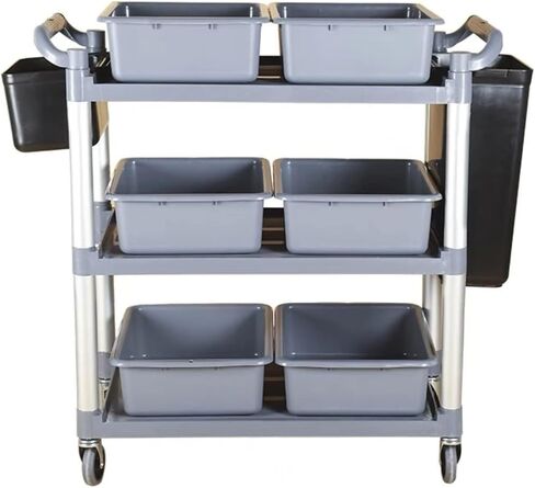 صندوق أحواض الحافلات التجارية سعة 10 لتر، 5 عبوات من أحواض الأطباق البلاستيكية شديدة التحمل، حوض غسيل حوض غسيل الأطباق لتنظيم المطبخ/التخزين (رمادي) in Kuwait