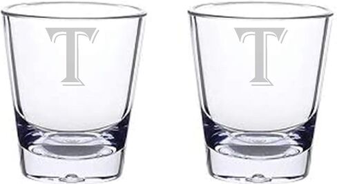 Monogram letters shot glass 1.5 oz set of 2 (B) in Saudi Arabia