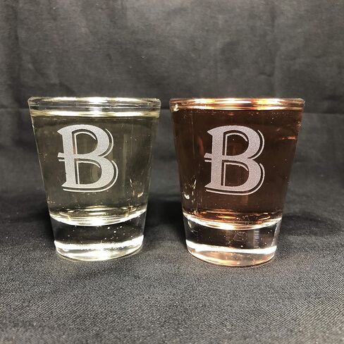 Monogram letters shot glass 1.5 oz set of 2 (B) in Kuwait