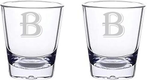 Monogram letters shot glass 1.5 oz set of 2 (B) in Kuwait