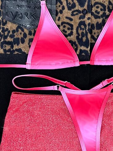 WDIRARA Women's Micro Halter Cheeky 3 Piece Thong Bikini Set with Mesh Cover Up Skirt in Saudi Arabia