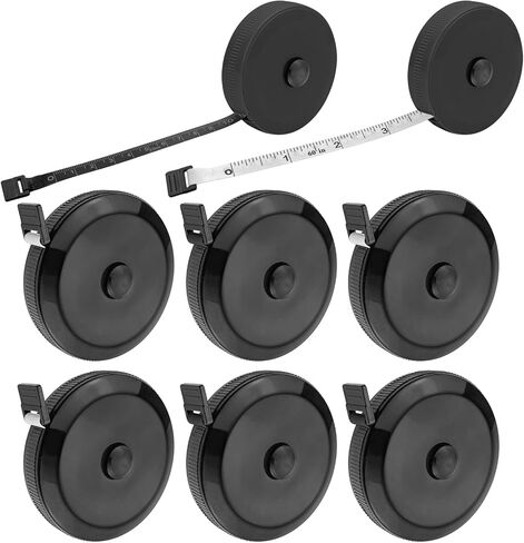 6 عبوات من شريط قياس الخياطة أسود محمول قابل للسحب لقياس ارتفاع الجسم وخياطة القماش وحياكة القماش 150 سم/60 بوصة مقياس مزدوج لخياطة قماش الملابس in Kuwait