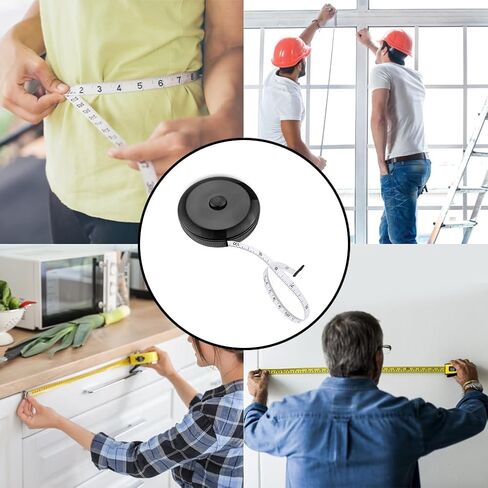6 عبوات من شريط قياس الخياطة أسود محمول قابل للسحب لقياس ارتفاع الجسم وخياطة القماش وحياكة القماش 150 سم/60 بوصة مقياس مزدوج لخياطة قماش الملابس in Kuwait