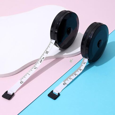 6 عبوات من شريط قياس الخياطة أسود محمول قابل للسحب لقياس ارتفاع الجسم وخياطة القماش وحياكة القماش 150 سم/60 بوصة مقياس مزدوج لخياطة قماش الملابس in Kuwait