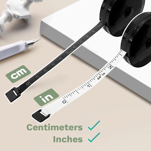 6 عبوات من شريط قياس الخياطة أسود محمول قابل للسحب لقياس ارتفاع الجسم وخياطة القماش وحياكة القماش 150 سم/60 بوصة مقياس مزدوج لخياطة قماش الملابس in Kuwait