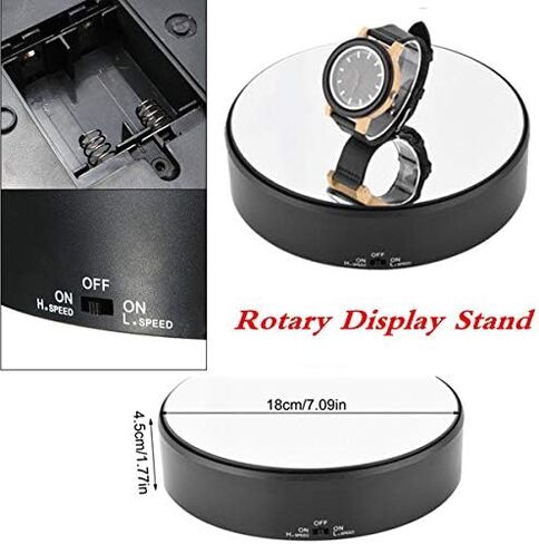 Rotating Display Stand, Black Electric Motorized Rotary Display Stand Surface 360¡ã Adjustable Rotating Speed Turntable Jewelry Holder for Display Display Jewelry Watch Cosmetic Digital Product in Saudi Arabia