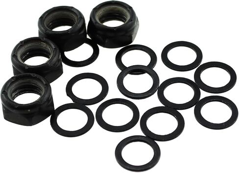 12PCS Skateboard Lock Nut Set Nuts and Shaft Washers Black Skateboard Truck Shaft Washers Spacers Hardware Repair Kit in Saudi Arabia