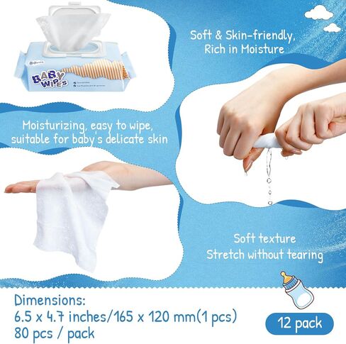 960 Count Baby Wipes Bulk with 2 Pcs Portable Dispenser Baby Wipes Sensitive Baby Wipes Anti Sensitive and Unscented Wipes for Sensitive Skin in Saudi Arabia