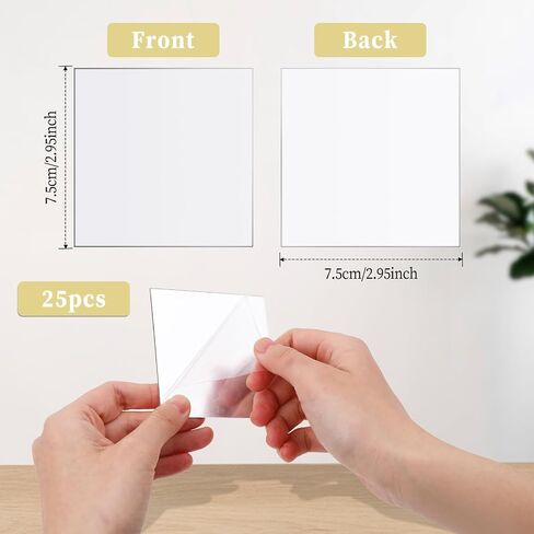 25 Pieces 3 Inches Mini Acrylic Square Mirror Adhesive Small Square Mirror Mini Craft Mirror Tiles for Crafts Wall Door Home Decorations in Saudi Arabia