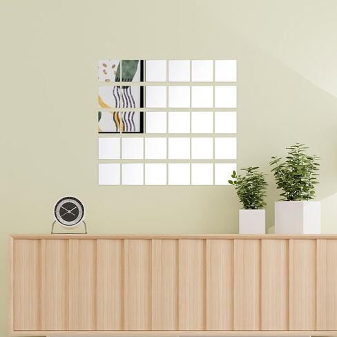 25 Pieces 3 Inches Mini Acrylic Square Mirror Adhesive Small Square Mirror Mini Craft Mirror Tiles for Crafts Wall Door Home Decorations in Saudi Arabia