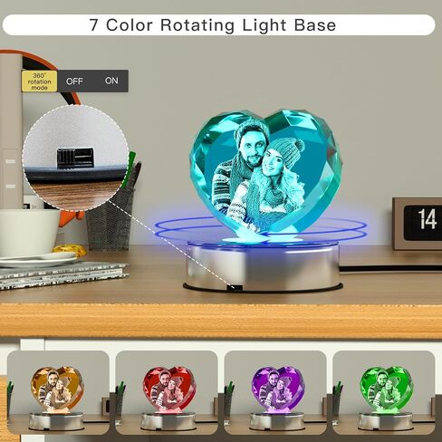 LED 7 Color Rotating Light Crystal Display Base Stand (7 Color Rotating), Display Base for 3D Crystal Photo Glass Art in Saudi Arabia