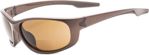 Eyekepper TR90 Unbreakable Sports Bifocal Sunglasses Baseball Running Fishing Driving Golf Softball Hiking Pearly Brown Frame Brown Lens +1.25 in Saudi Arabia