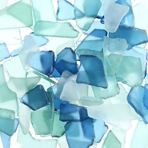 Crushed Sea Glass for Craft, 14Oz/400G Coastal Decor for Beach Wedding & Home, Frosted Flat Glass in Blue, White & Green in Saudi Arabia