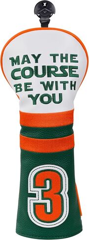 Golf Headcovers Golf Club Head Covers May The Course Be with You Style Premium Leather Driver Fairway(FW) Wood Hybrid(UT) with Number Tags in Saudi Arabia