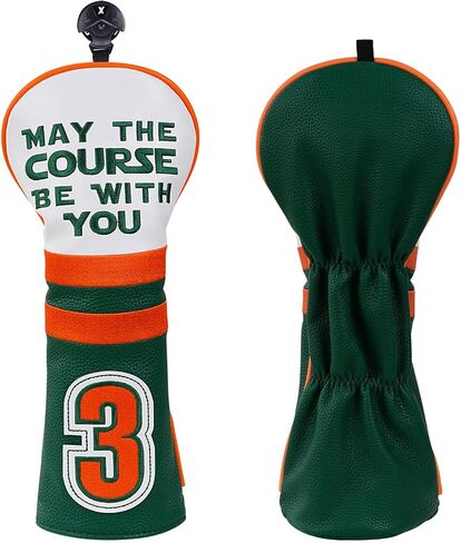 Golf Headcovers Golf Club Head Covers May The Course Be with You Style Premium Leather Driver Fairway(FW) Wood Hybrid(UT) with Number Tags in Saudi Arabia