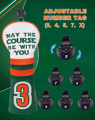 Golf Headcovers Golf Club Head Covers May The Course Be with You Style Premium Leather Driver Fairway(FW) Wood Hybrid(UT) with Number Tags in Saudi Arabia