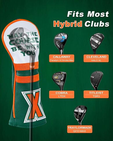 Golf Headcovers Golf Club Head Covers May The Course Be with You Style Premium Leather Driver Fairway(FW) Wood Hybrid(UT) with Number Tags in Saudi Arabia