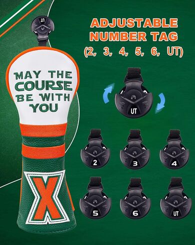 Golf Headcovers Golf Club Head Covers May The Course Be with You Style Premium Leather Driver Fairway(FW) Wood Hybrid(UT) with Number Tags in Saudi Arabia