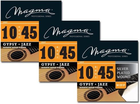 Magma Light Acoustic Guitar Strings - 1 Set of 10-48 Gauge Silver Plated Gypsy Jazz 1 Round Wound Acoustic Guitar String Set (.010" - .048") - GA120SP in Saudi Arabia