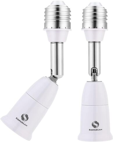 RONG&LAN E26/E27 Light Socket Extender，180 Degree Bendable, Extension Socket Extender Adapter, E26/E27 to E26/E27 Adjustable Extension, Flexible Medium Light Bulb Socket Converter (5.5inch 2-Pack) in Saudi Arabia