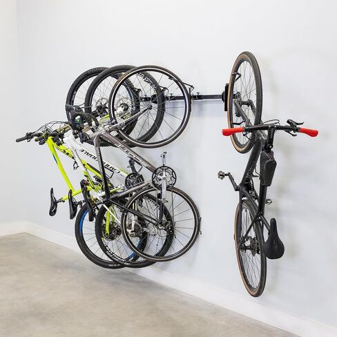 Teal Triangle G-Swivel Bike Wall Mount, 4 Bike Rack Garage Organizer, Rotating Bike Storage Hooks Hold 300 lbs, 46" x 10" x 10" in Saudi Arabia