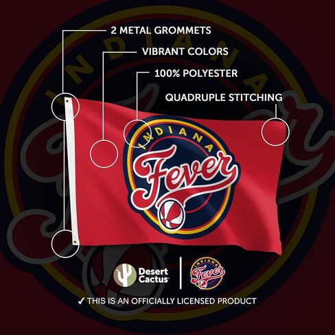 Desert Cactus Indiana Fever Flag Team WNBA Women's National Basketball Association 100% Polyester Indoor Outdoor 3 feet x 5 feet Flag (Dark Blue) in Saudi Arabia
