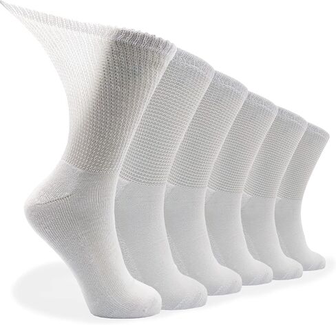 LIN Diabetic Socks for Men & Women, 6 Pairs Crew/Ankle Socks with Cushion, Non-Binding, Extra Wide Top, Loose Fit in Saudi Arabia