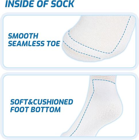 LIN Diabetic Socks for Men & Women, 6 Pairs Crew/Ankle Socks with Cushion, Non-Binding, Extra Wide Top, Loose Fit in Saudi Arabia