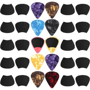 60pcs Guitar Picks Grips, Anti slip Silicone Soft Grips with 10 Guitar Picks, Two Different Thicknesses Guitar Picks, Self-Adhesive Guitar Pick Holder