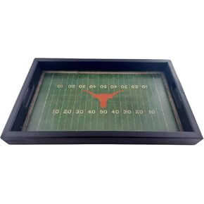 Fan Creations University of Texas Longhorns Football Field Tray - Distressed Wood, Team Logo Decorative Gameday Server with Handles for Food & Drink - Tabletop Organizer- Show Your Longhorn Pride