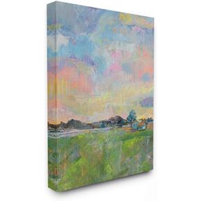 Stupell Industries Spring Meadow Sky with Field House Pastel Painting, Designed by Jeanette Vertentes Art, 10x15, Wall Plaque