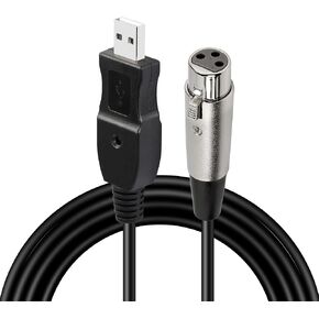 GELRHONR, 10FT USB to XLR Microphone Cable, High Fidelity Sound for Recording Music, Podcasting, Live Streaming, Plug and Play, Compatible with PC, Mac OS X, Windows