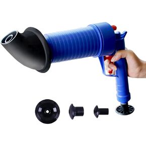 Toilet Plunger, Air Drain Unclog Gun with 4 Different Sucker Heads Physical High Pressure Blaster Powerful Sink Efficient Clog Remover Cleaner Air Snake for Clogged Pipe Bathroom Tub Kitchen