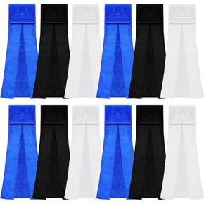 Buryeah 12 Pcs Football Field Towel Closed Loop Football Accessories Cotton Football Towel Sports Towel Sweat Towel with Hook and Loop Fastener for Football, Golf, Gym(Black)
