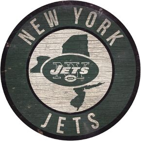 Fan Creations New York Jets Wood Sign 12 Inch Round State Design