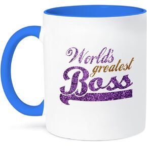 3dRose Worlds Greatest Boss Two Tone Blue Mug, 11 oz