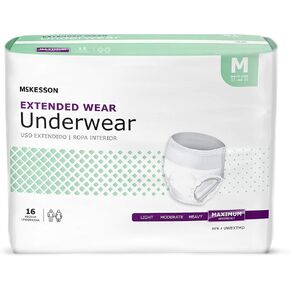 McKesson Extended Wear Underwear, Incontinence, Maximum Absorbency, Medium, 16 Count