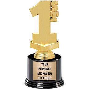 Crown Awards 1st Place Trophies with Custom Engraving, 7.25" Personalized First Place Award Trophy On Deluxe Round Base Prime