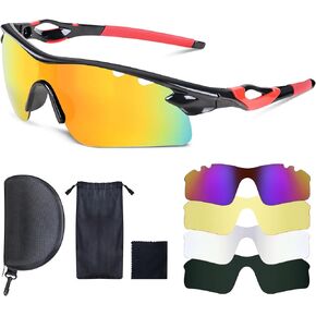 Shooting Glasses with 5 Interchangeable Lenses and Carrying Case Anti Fog Hunting Safety Glasses for Men Women