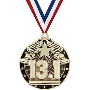 13.1 Medals, 2" Gold Half Marathon Medal Award with Free Custom Engraving Prime