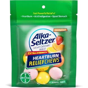 Alka-Seltzer Relief Chews Heartburn Antacid, Assorted Fruit, 8 Count