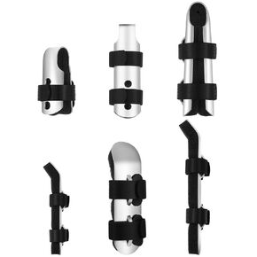 6 Pieces Finger Splint Metal Finger Support Finger Knuckle Immobilization with Soft Foam Inner Band and Protective Vent for Adults and Children, 2 Styles (Black)