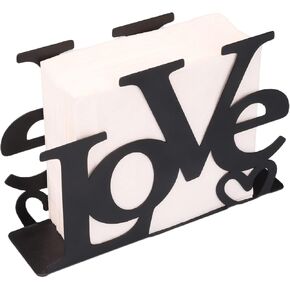 Napkin Holder Metal Freestanding Design Tissue Dispenser Organizer Iron Tabletop Paper Napkin Holder Stand with Heart Pattern for Home Kitchen Restaurant Picnic Party Black