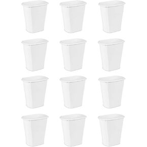 سلة مهملات مستطيلة سعة 5.5 جالون من ستيريليت، سلة قمامة متوسطة الحجم مفتوحة من الأعلى للحمام أو غرفة النوم أو المكتب، بيضاء، 12 عبوة in Kuwait