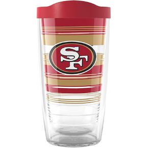 Tervis NFL San Francisco 49ers - Hype Stripes Made in USA Double Walled Insulated Tumbler Travel Cup Keeps Drinks Cold & Hot, 16oz, Classic