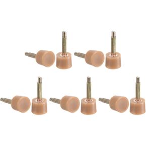 HARFINGTON 5 Pairs TPU High Heel Tips Shoes Replacement Tap Caps for Women High Heel Shoes 2.4mm Pin, 7mm Round Shape Heel Repair Caps, Beige