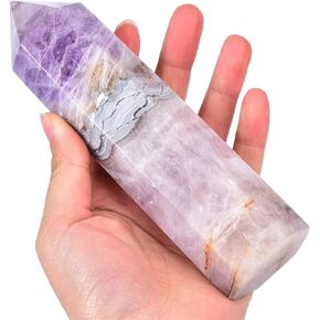 Purple Amethyst Agate Stone Tower Obelisk Large Healing Crystal Rock Point Wand Reiki Healing Gifts 1.7-2.2 LBS