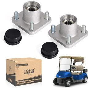 10L0L RXV Front Wheel Hub Assembly with Hub Bearings/Oil Seals/Dust Covers for EZGO RXV G&E Golf Carts 2008 Up. OEM# 609603, 600001, 6204 (Pack of 2)